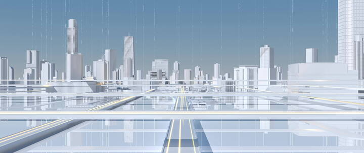 白模城市生长 3D动画视频