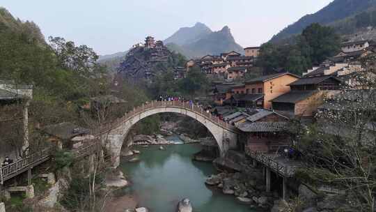 江西上饶望仙谷航拍山谷建筑景观