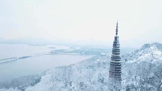 杭州西湖保俶塔雪景宝石山雪景浙江雪景