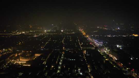 江苏苏州城市夜景交通航拍