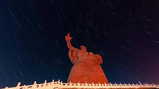 甘肃庆阳周祖广场不窋雕像8Kraw星空延时