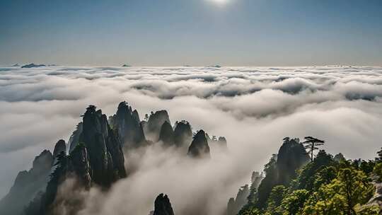 黄山云海壮丽山景