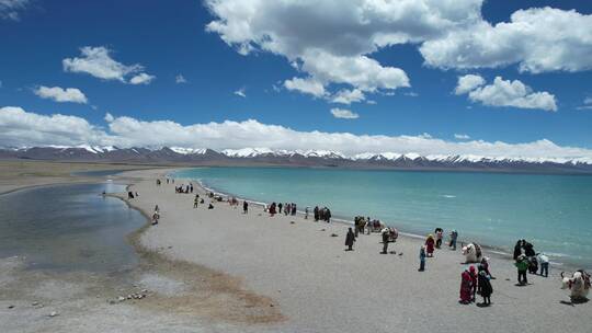 西藏纳木错自然风光航拍4K素材