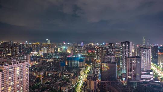 雷雨天城市闪电