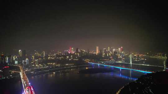 重庆江北区城市夜景灯光航拍