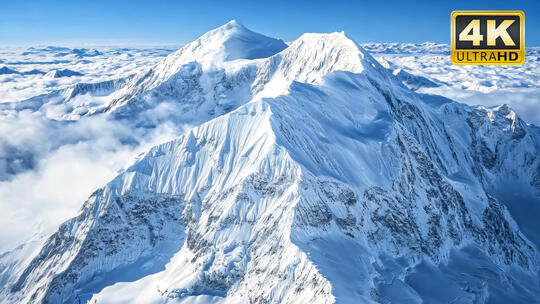 珠穆朗玛峰风景登山旅游航拍雪山视频素材3