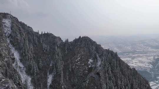 航拍 青海 西宁 大通 老爷山 雪景