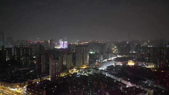 航拍四川成都大景成都夜景