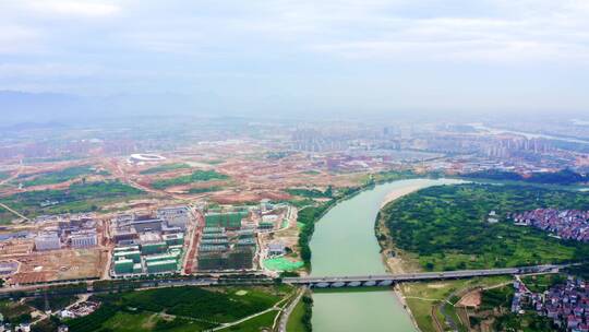 衢州城区衢江两岸现代城市风光航拍