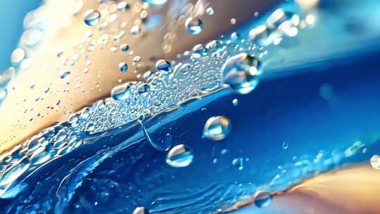微距水滴液体特写画面