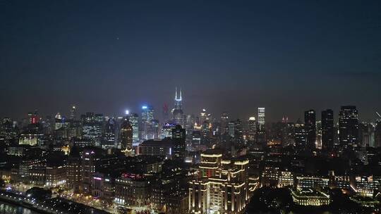 上海经济发展繁荣景象浦西金融区建筑群夜景