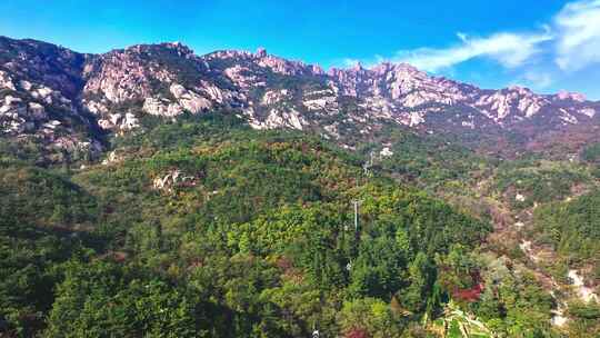 崂山巨峰秋景索道4k航拍