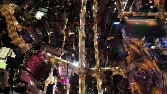 香港维多利亚港夜景航拍