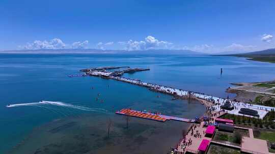 航拍青海湖二郎剑