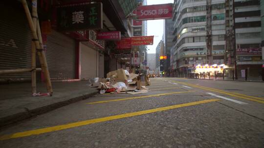 香港街道上的垃圾视频素材模板下载