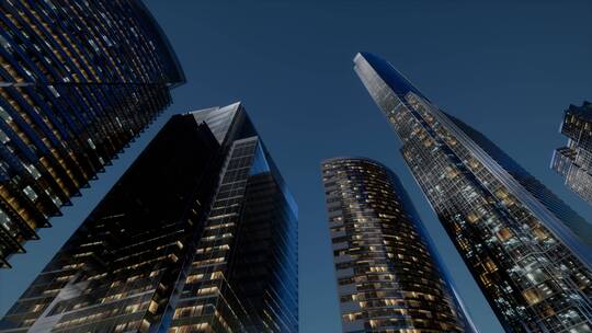 仰拍城市的高楼大厦视频素材模板下载