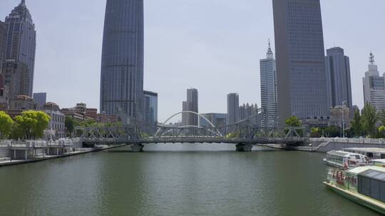 解放桥 天津站航拍、海河、火车站视频素材模板下载