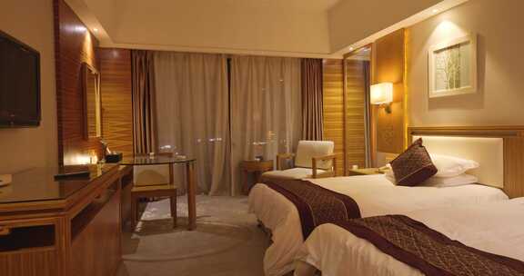 酒店双人卧室室内场景