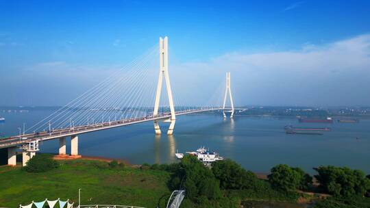 南京八卦洲长江大桥航拍风光