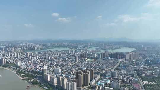 鄂州城市建筑风光航拍鄂州市鄂城区城市宣传