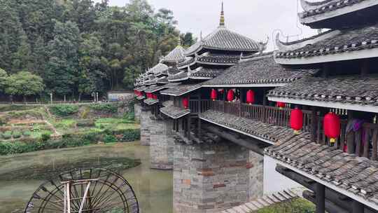 柳州三江程阳八寨景区程阳风雨桥航拍