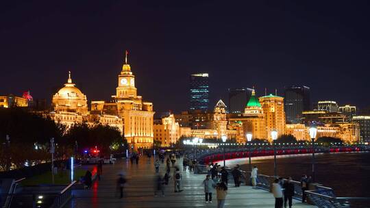 外滩夜景延时上海空镜