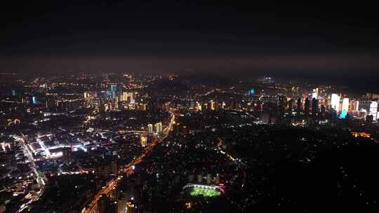 青岛城市夜景航拍