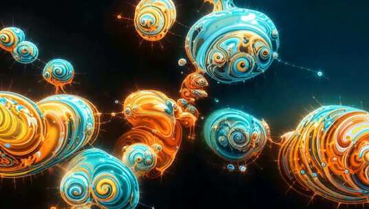 3D渲染抽象彩色球体素材