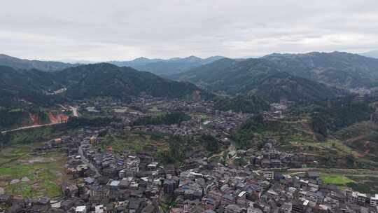 侗族特色建筑程阳八寨风景航拍