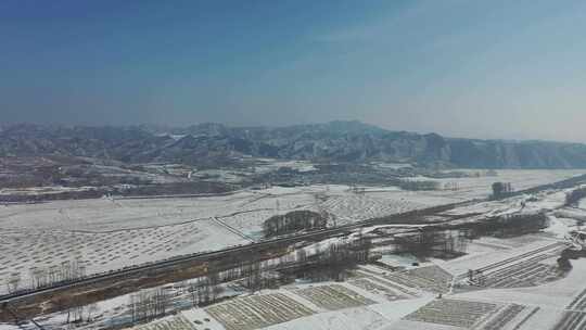 4K航拍北方雪景农村