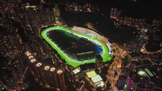 香港跑马地夜景航拍视频4K30P视频素材模板下载