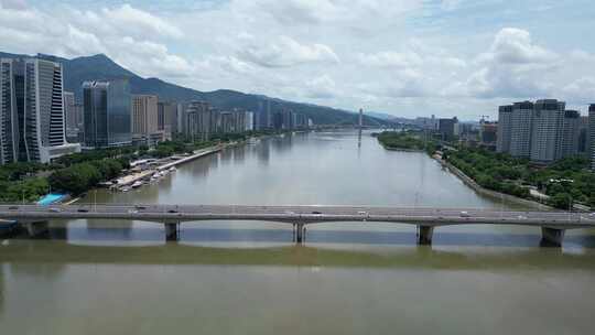 航拍福州闽江鳌峰大桥视频素材模板下载