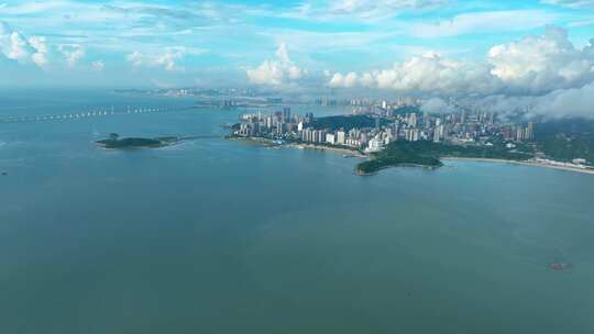 海中之城航拍珠海城市地标日月贝