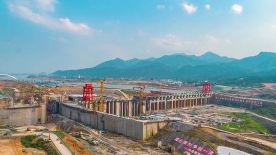 广西桂平大藤峡水电站工程航拍延时视频素材模板下载