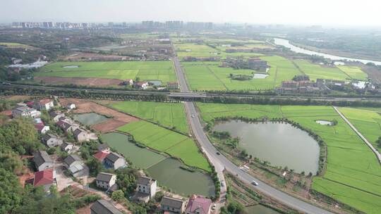 航拍乡村田园公路 美丽乡村