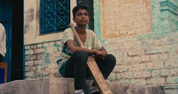 孩子，玩，板球，印度