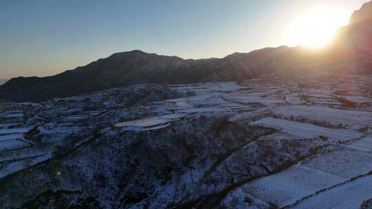 航拍雪景 唯美冬日空镜 立冬 冬至节气