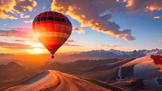热气球升空浪漫唯美飞行翱翔风景风光ai素