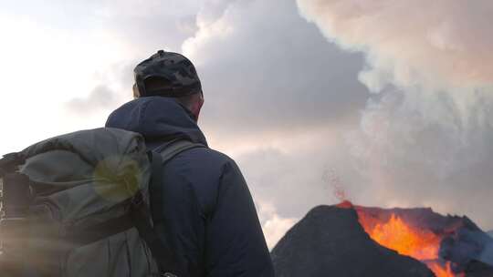 人，摄影师，火山，喷发