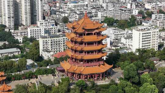 武汉黄鹤楼城市全景俯瞰