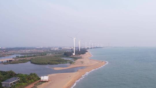 飞向风力大风车海边沙滩01