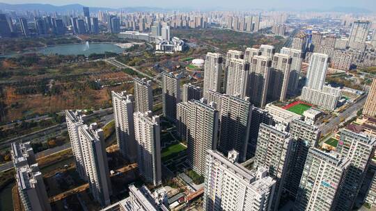 新建楼盘高层住宅居民小区航拍