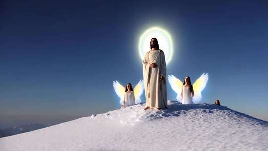 山顶耶稣与天使形象