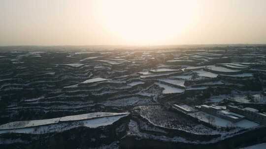 雪后乡村全景航拍风光