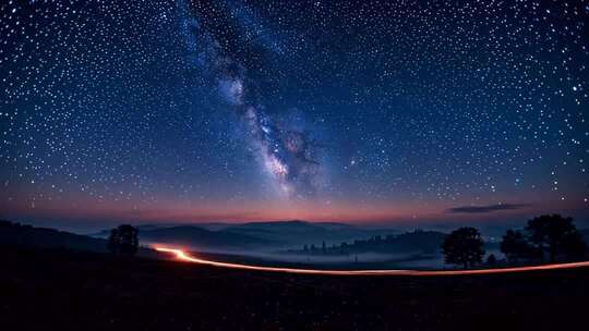 星空下的田野夜景