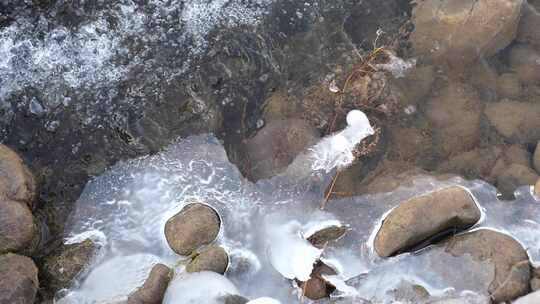 冰融 冬天 初春 水面 河流 溪流 冰雪融化