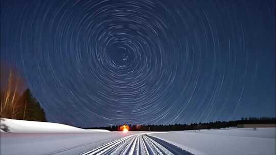 户外星空银河星轨延时夜空星空延时北极光流