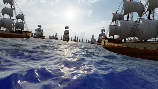 古代船队出海远行视频素材模板下载
