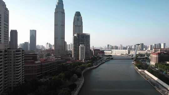 天津海河风景津湾赤峰桥城市风光航拍