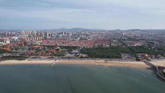 蓝色海洋大海沙滩夏日风景航拍